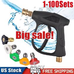 Pistolet de nettoyeur haute pression 1/4, 4000 PSI, lance courte pour lavage de voiture avec mousse et 5 buses