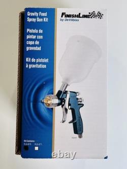 Pistolet de pulvérisation gravité HVLP DeVilbiss FinishLine FLG-4 avec 3 buses de liquide et manomètre d’air