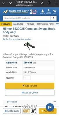 Pistolet de remplacement de corps de sertissage compact HILMOR pour le kit de sertissage 1839015