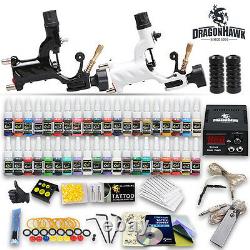 Professional Complete Tattoo Kit 2 Top Rotary Machine Gun 40 Encre Couleur 20needles