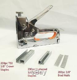 Puissant Staple 3 Way Tacker Gun Kit Agrafeuse With600 Nails Staples Et Brad