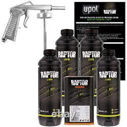 Revêtement de benne de camion en uréthane noir en vaporisateur U-POL Raptor, pistolet pulvérisateur, 4 litres