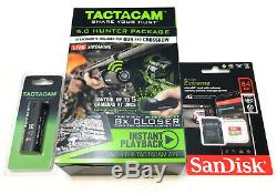 Tactacam 5,0 Hunter 4k Caméra Tir Gun Arbalète Kit X Batterie 64gb Carte Sd