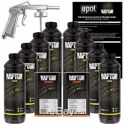 U-pol Raptor Noir Uréthane Spray Sur Camion Doublure De Caisse Kit Avec Free Pistolet, 10 L