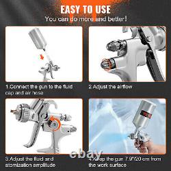 Vevor Hvlp Auto Paint Air Spray Gun Kit Gravity Feed Car Primer 1.4/1.8mm Buse